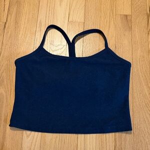 Beyond Yoga Navy Blue Spacedye Slim Racerback Cropped Tank Sz L